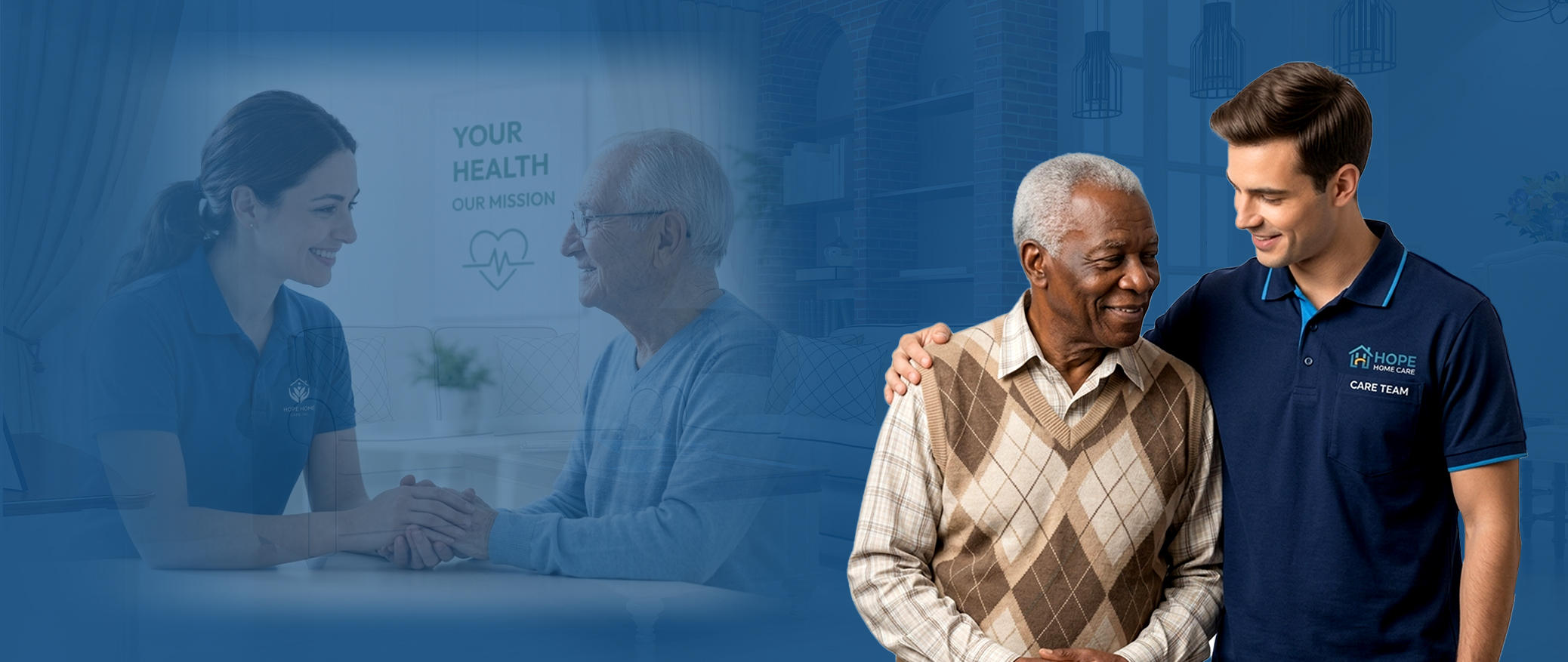 Caregiver supporting senior client